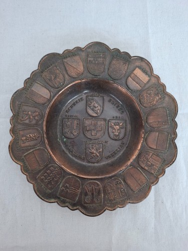 Vintage bronze swiss plate - vintage,