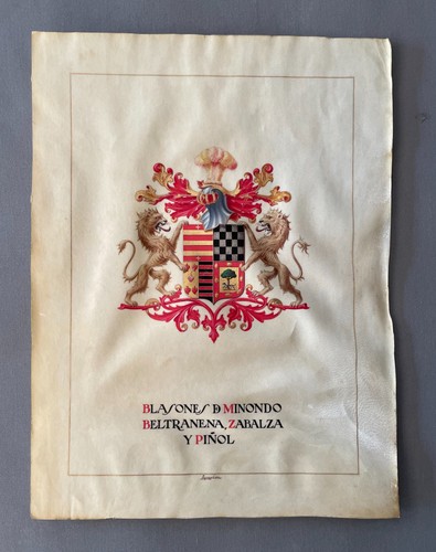 Coat arms painted on - of,