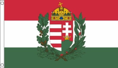 Hungary flag with state - with, crest