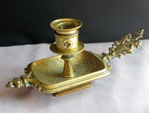 Antique brass chamberstick - antique,