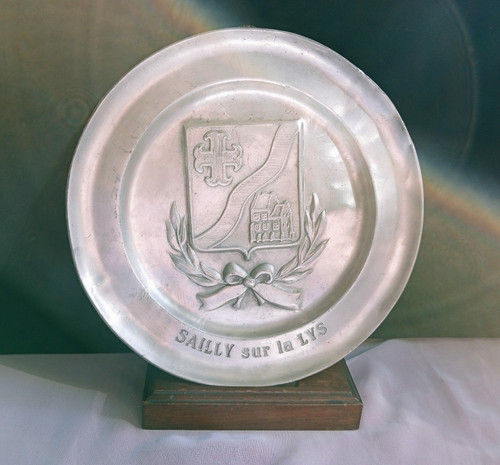 Vintage french pewter plate - vintage,