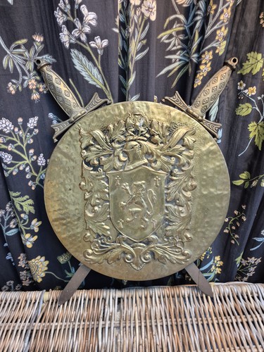 Brass royal coat arms sign - of,